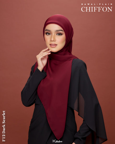 KEKABOO EASYWEAR PLAIN CHIFFON COLLECTION (F12 DARK SCARLET)